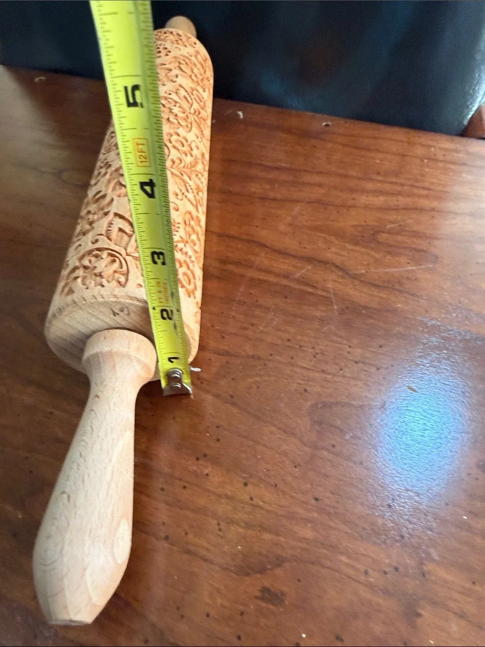 Folk Floral Rolling Pin, Large, 43 cm, Rolling Pin, Embossing Pattern Beetchwood